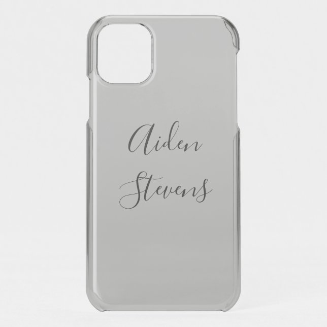 Stylish Simple Plain Grey Minimalist Calligraphy Uncommon iPhone Case (Back)