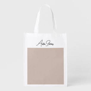 Stylish Simple Plain Handwriting Minimalist Name Grocery Bag