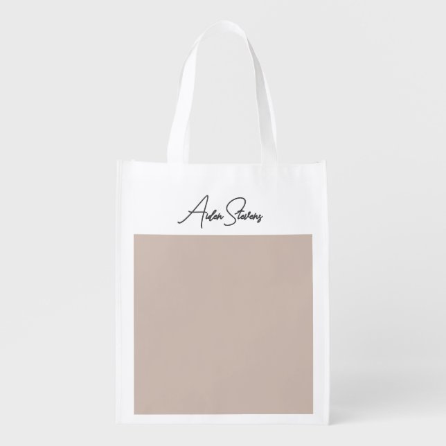 Stylish Simple Plain Handwriting Minimalist Name Grocery Bag (Front)