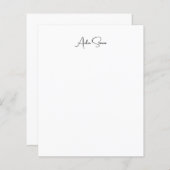 Stylish Simple Plain Minimalist Name Paper Sheet (Front/Back)