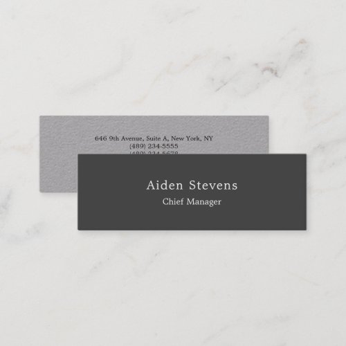 Stylish Simple Plain Premium Grey Minimalist Mini Business Card