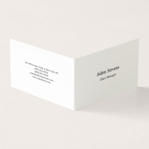 Stylish Simple Plain White Minimalist Business Card