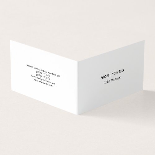 Stylish Simple Plain White Minimalist Business Card