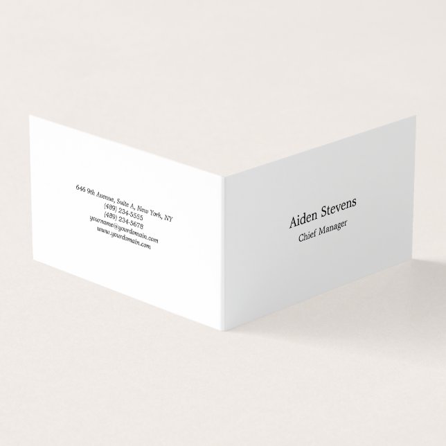 Stylish Simple Plain White Minimalist Business Card (Outside)