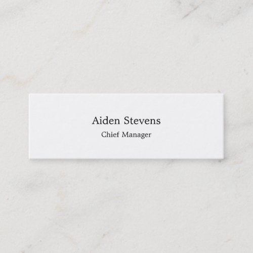 Stylish Simple Plain White Minimalist Mini Business Card