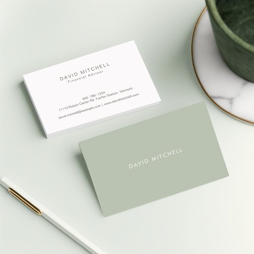 Stylish Simple Sophisticated Branding Sage Green Business Card
