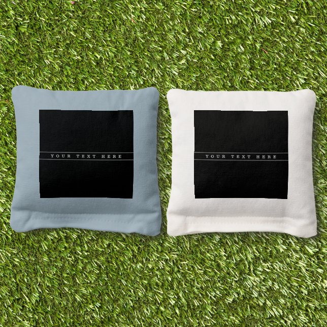 Stylish Simple Text & Thin Stripes Cornhole Bags (Grass)