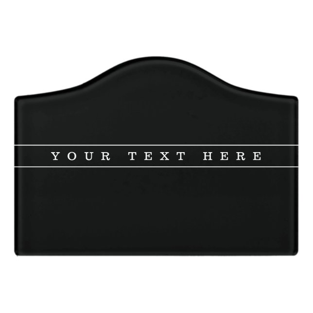 Stylish Simple Text & Thin Stripes Door Sign (Small Crest Front)
