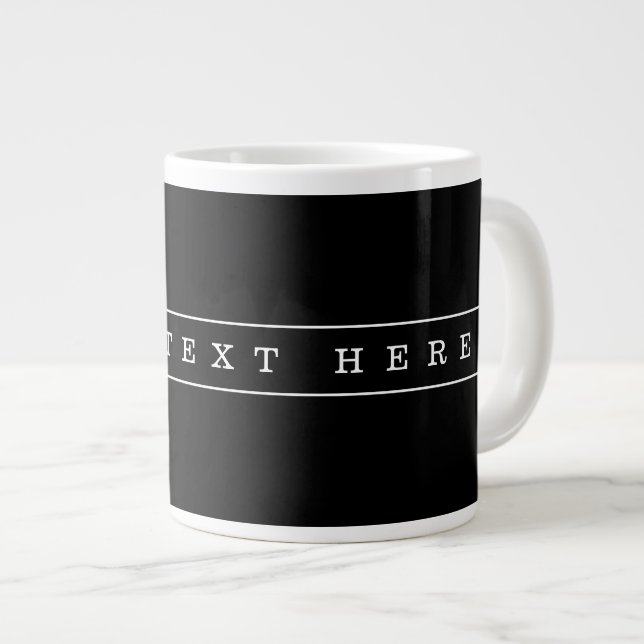 Stylish Simple Text & Thin Stripes Giant Coffee Mug (Front Right)