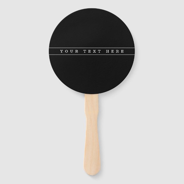 Stylish Simple Text & Thin Stripes Hand Fan (Front)