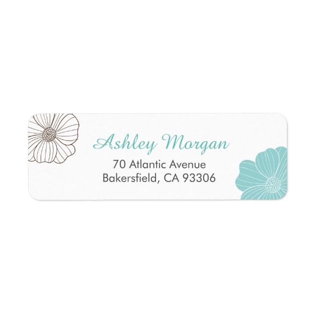 Stylish Simple Turquoise Green Organic Floral Deco Label