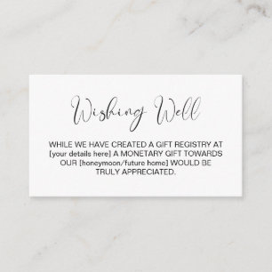 Stylish Simple Wedding Wishing Well Enclosure Card