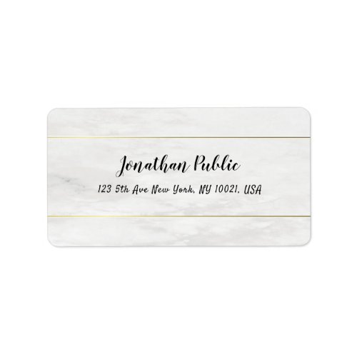 Stylish Simple White Marble Gold Modern Template Label