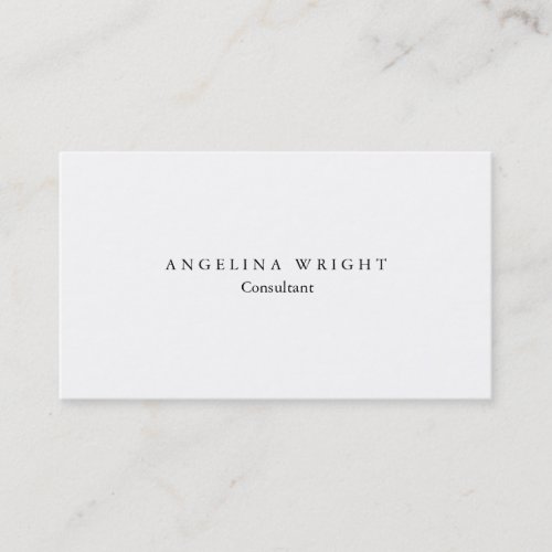 Stylish Simple White Minimalist Consultant Manager Business Card