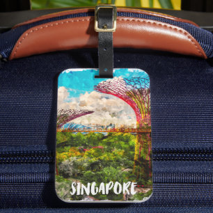 Stylish Singapore Asia Watercolor Travel Luggage Tag