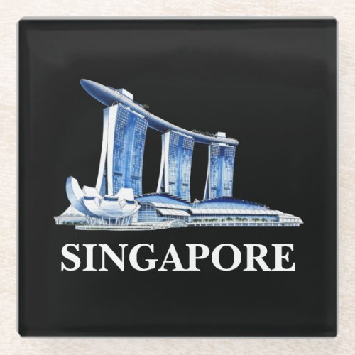 Stylish Singapore Travel Glass Coaster