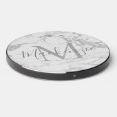 Stylish Sivler Foil Marble Monogram Wireless Charger (Front 2)