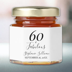 Stylish Sixty and Fabulous Name 60th Birthday Honey Jar Favors