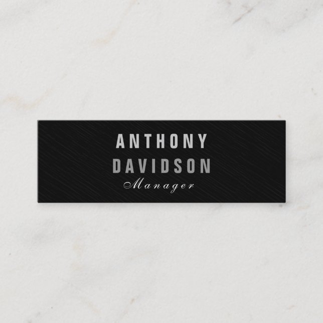 Stylish Skinny Gray Manager Business Card (Front)
