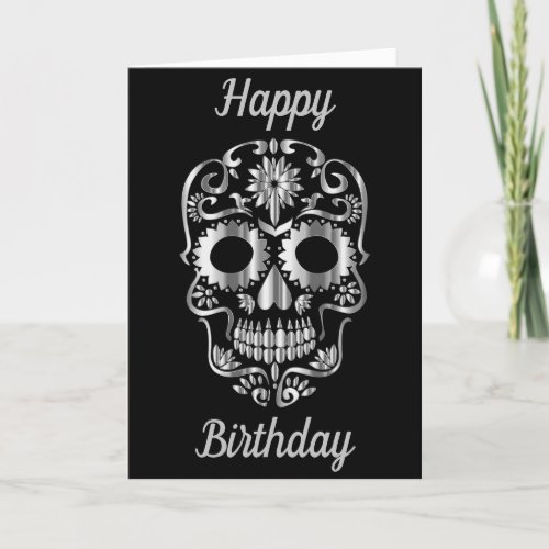 Stylish skull alternative birthday card