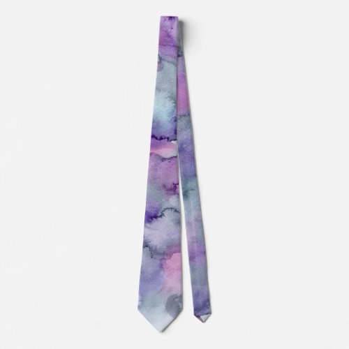 Stylish Slate and Purple Watercolor Tie