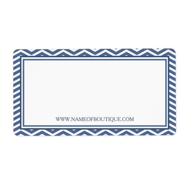 Stylish Slate Blue Chevron Beauty Boutique Website Label (Front)