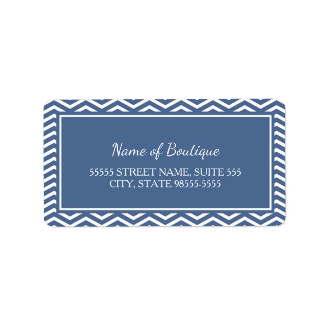 Stylish Slate Blue Chevrons Label (Front)