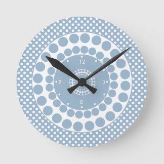 Stylish Slate Blue & White Polka Dot Clock