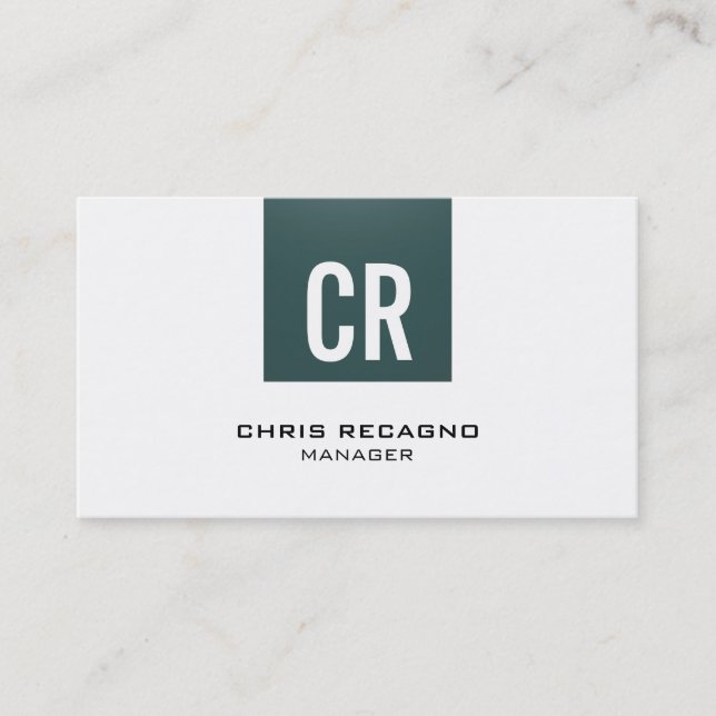Stylish Slate Gray Stripe White Business Card (Front)