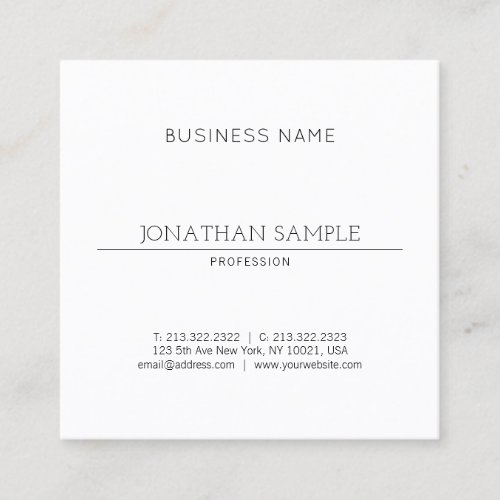 Stylish Sleek Design Modern Plain Professional Square Business Card