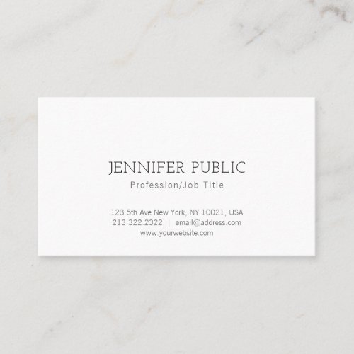 Stylish Sleek Professional Plain White Modern Business Card