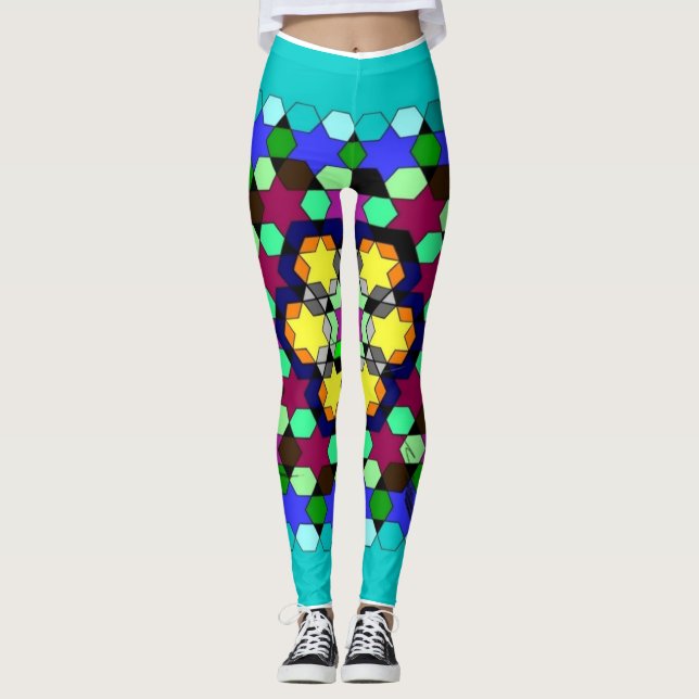 Stylish slim fit honeycomb patterned 3D leggings (Front)
