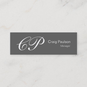 Stylish Slim Grey Red White Monogram Business Card