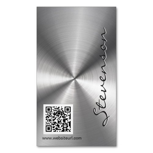 Stylish Sliver Radial Metallic Look with QR Code Magnetic Business Card