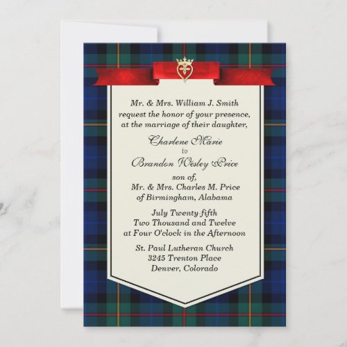 Stylish Smith Tartan Plaid Custom Wedding Custom Invitation