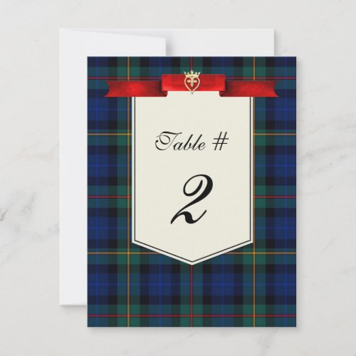 Stylish Smith Tartan Plaid Wedding Table Number Personalized Invitations