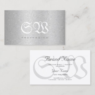 Stylish Snake Pattern Light Silver Colors Monogram Business Card