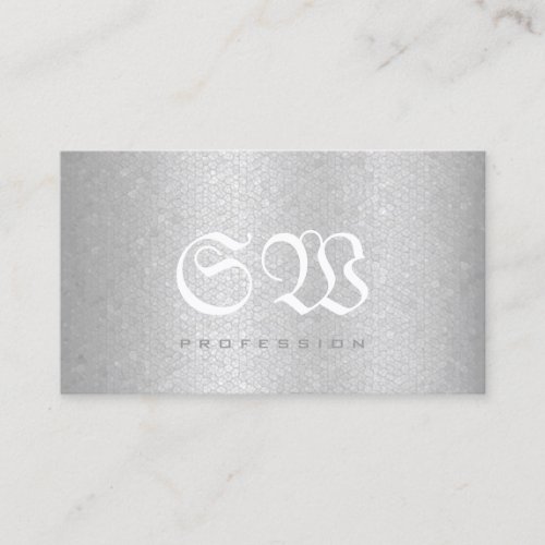 Stylish Snake Pattern Light Silver Colors Monogram Business Card