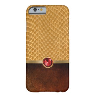 Stylish Snake Scales Ruby Stone & Leather Barely There iPhone 6 Case