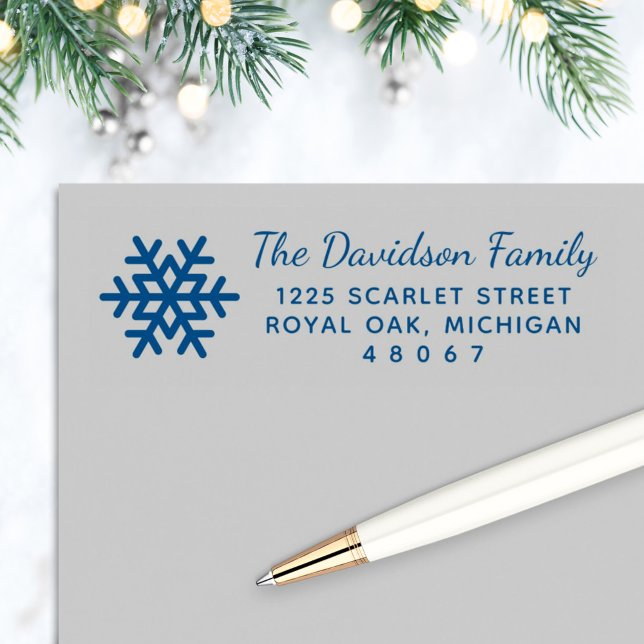 Stylish Snowflake Holiday Return Address Self-inking Stamp (Creator Uploaded)