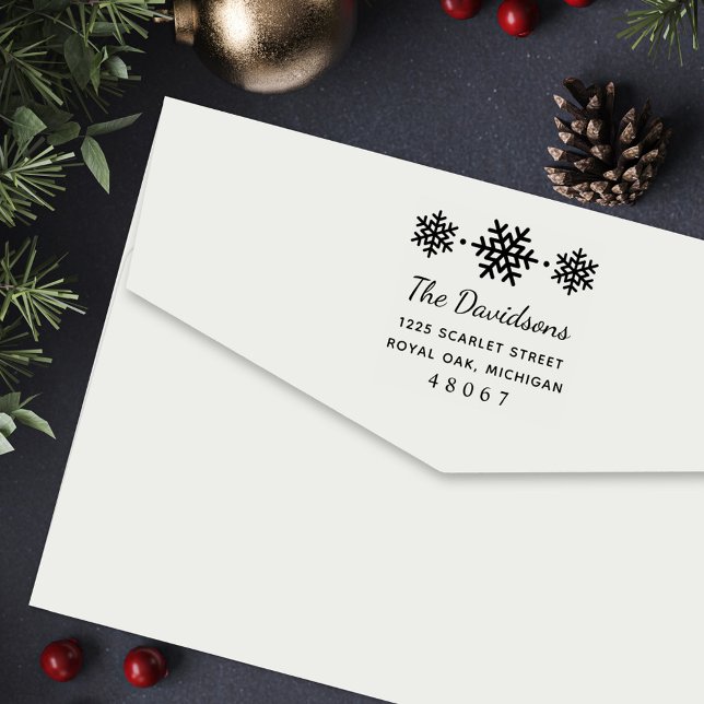 Stylish Snowflake Trio Return Address Self-inking Stamp (Creator Uploaded)