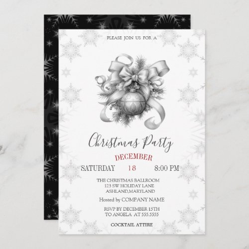 Stylish Snowflakes Balls Company Christmas Invitation