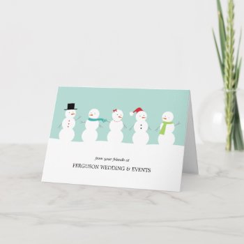 Stylish Snowmen Business/corporate Holiday Card by orange_pulp at Zazzle