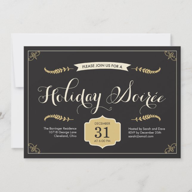 Stylish Soiree Holiday Party Invitation (Front)