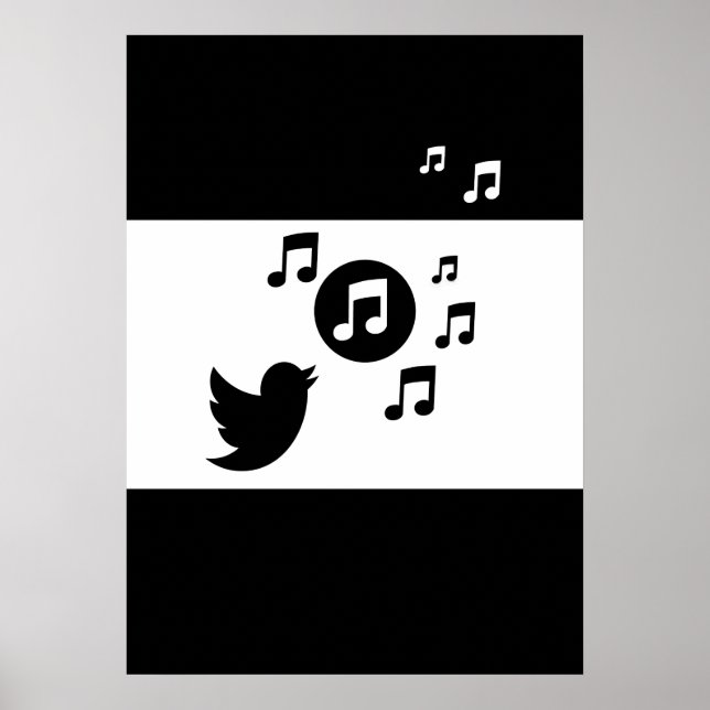 Stylish Songbird Black and White Poster (Front)