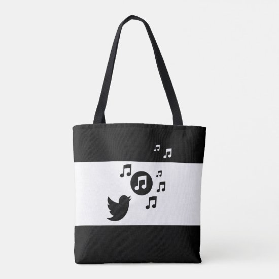 Stylish Songbird Black and White Tote Bag