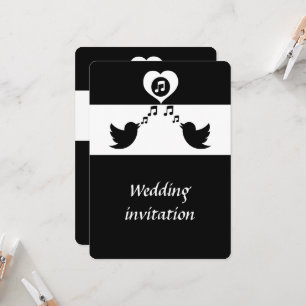 Stylish Songbird Black and White Wedding Invitation