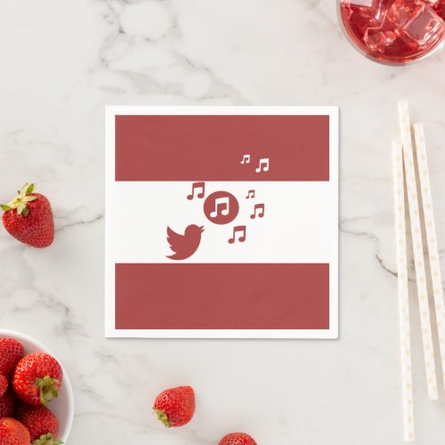 Stylish Songbird Red and White Napkins