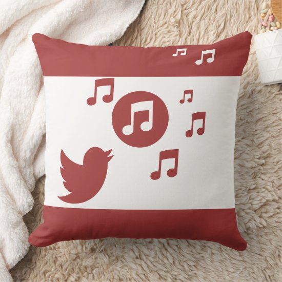 Stylish Songbird Red and White Throw Pillow
