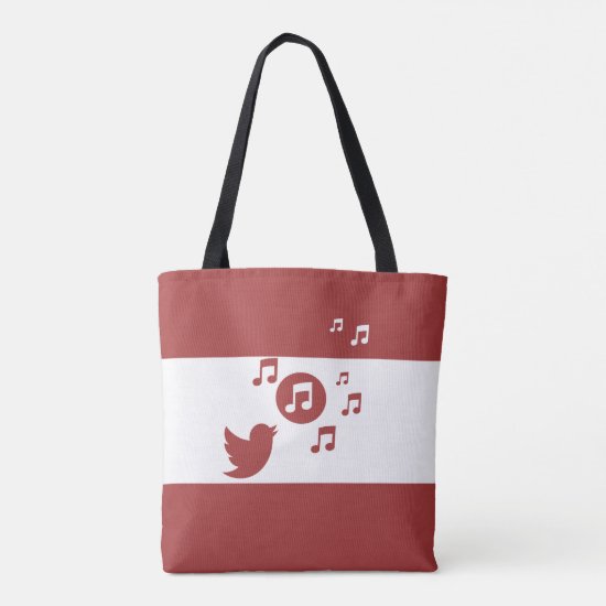 Stylish Songbird Red and White Tote Bag